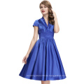 Belle Poque Blue Cap Ärmel V-Ausschnitt Günstige Vintage Retro 50er Kleid BP000032-3